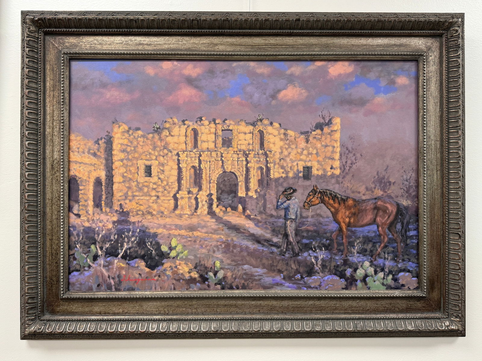 George Schwegmann Oil on Canvas Western Scene (1 of 3)