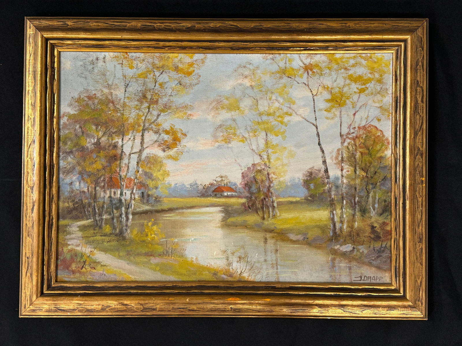 John Drapp Oil on Board River Scene (1 of 3)