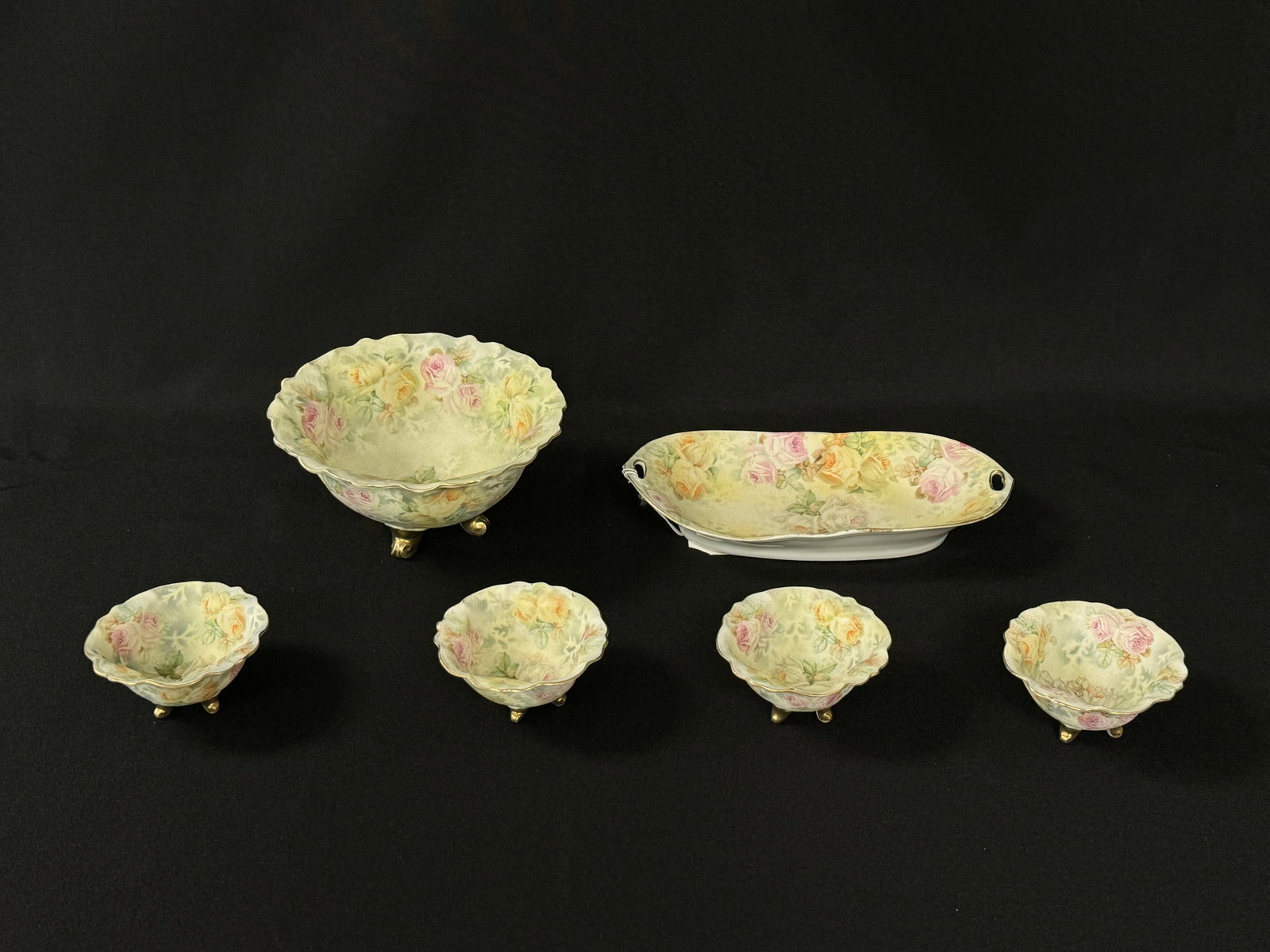 Royal Bayreuth Rose Tapestry - 6 Pieces: includes: 5 footed bowls and oval dish