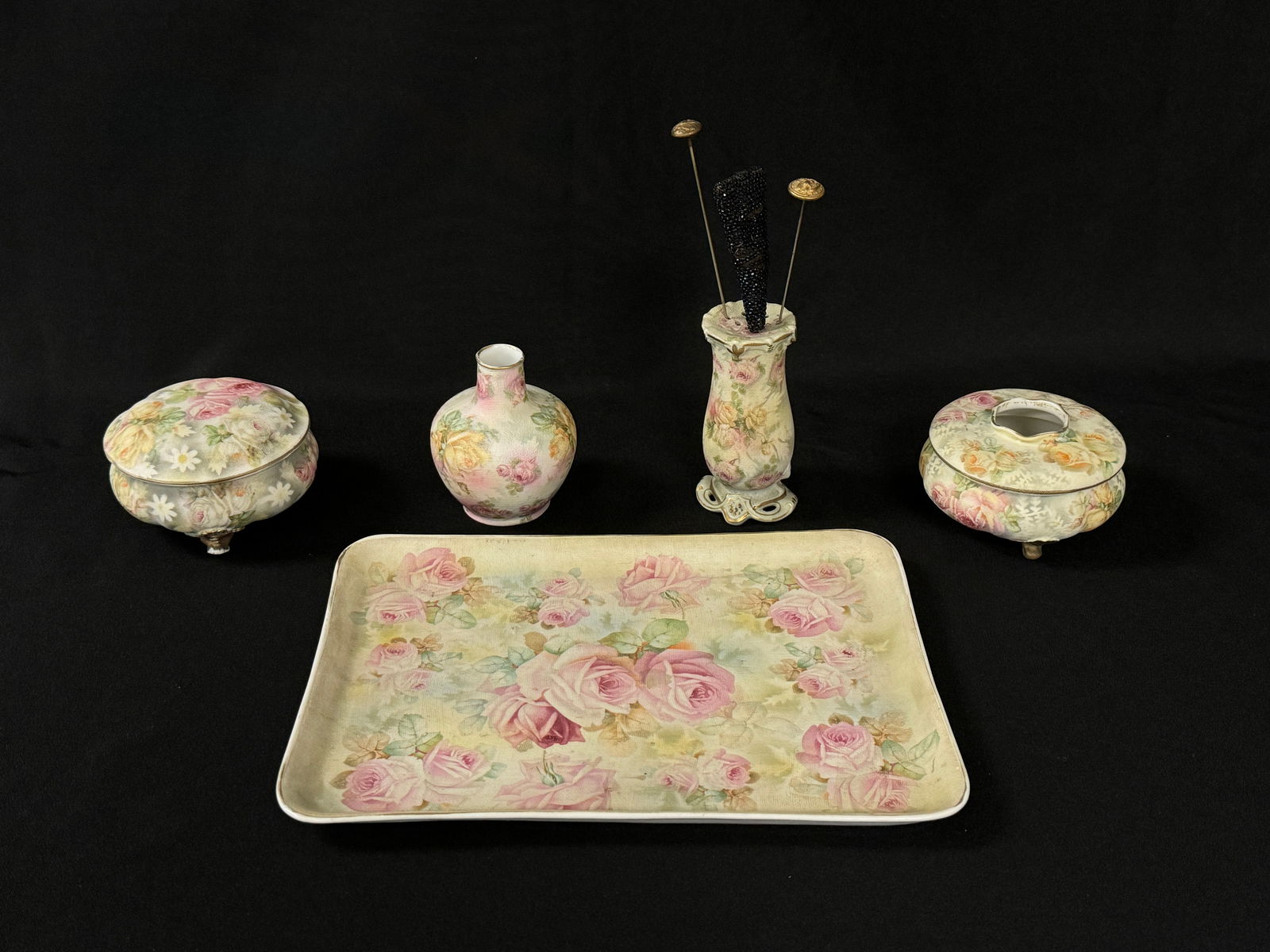 Royal Bayreuth Rose Tapestry 5 Pc Dresser Set (1 of 3)