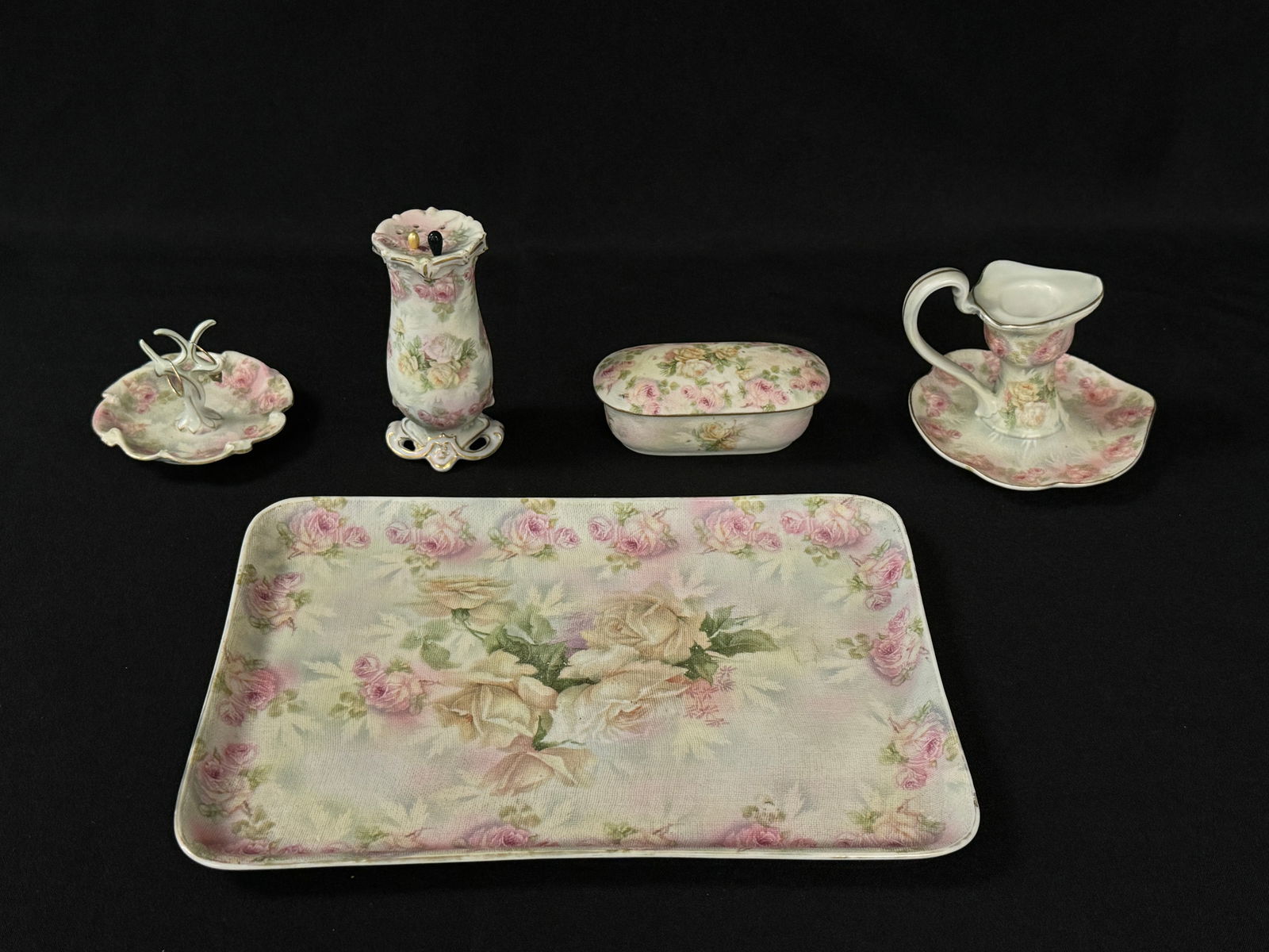 Royal Bayreuth Rose Tapestry 5 Pc Dresser Set (1 of 4)