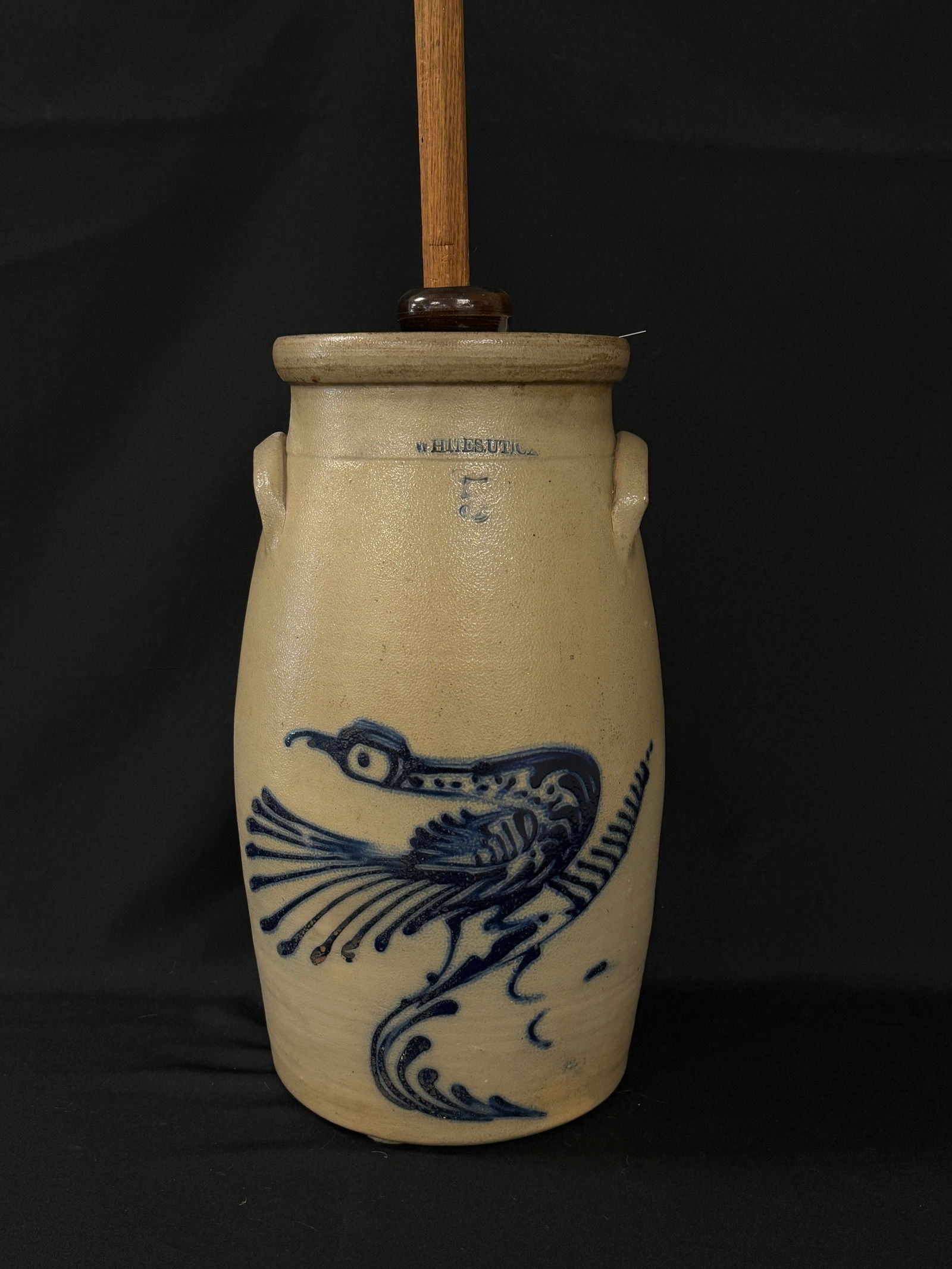 Whites Utica 5 Gallon Bird Stoneware Butter Churn (1 of 7)