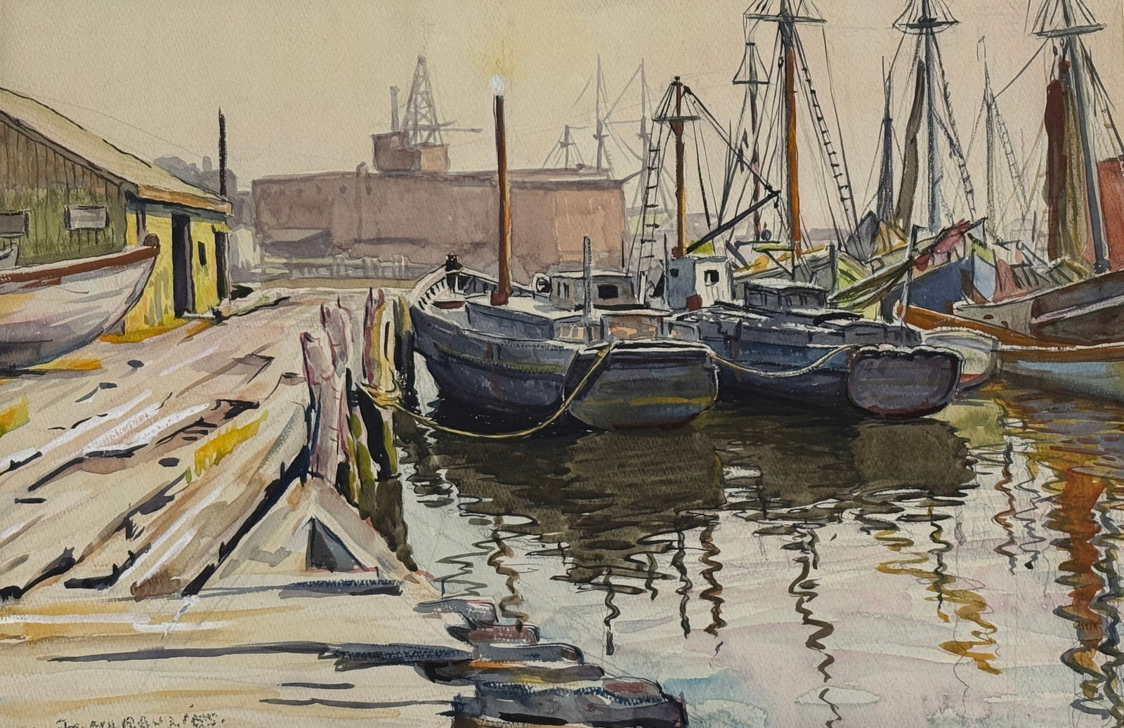 Joseph Margulies Watercolor - Maine Harbor Scene (1 of 5)