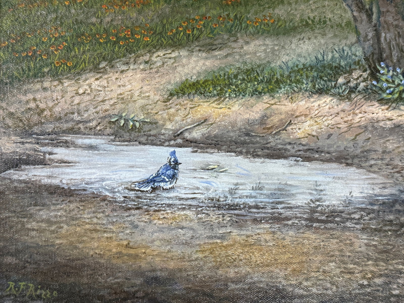 Ruby F. Rizzo "Bath Time" Oil on Canvas (1 of 4)