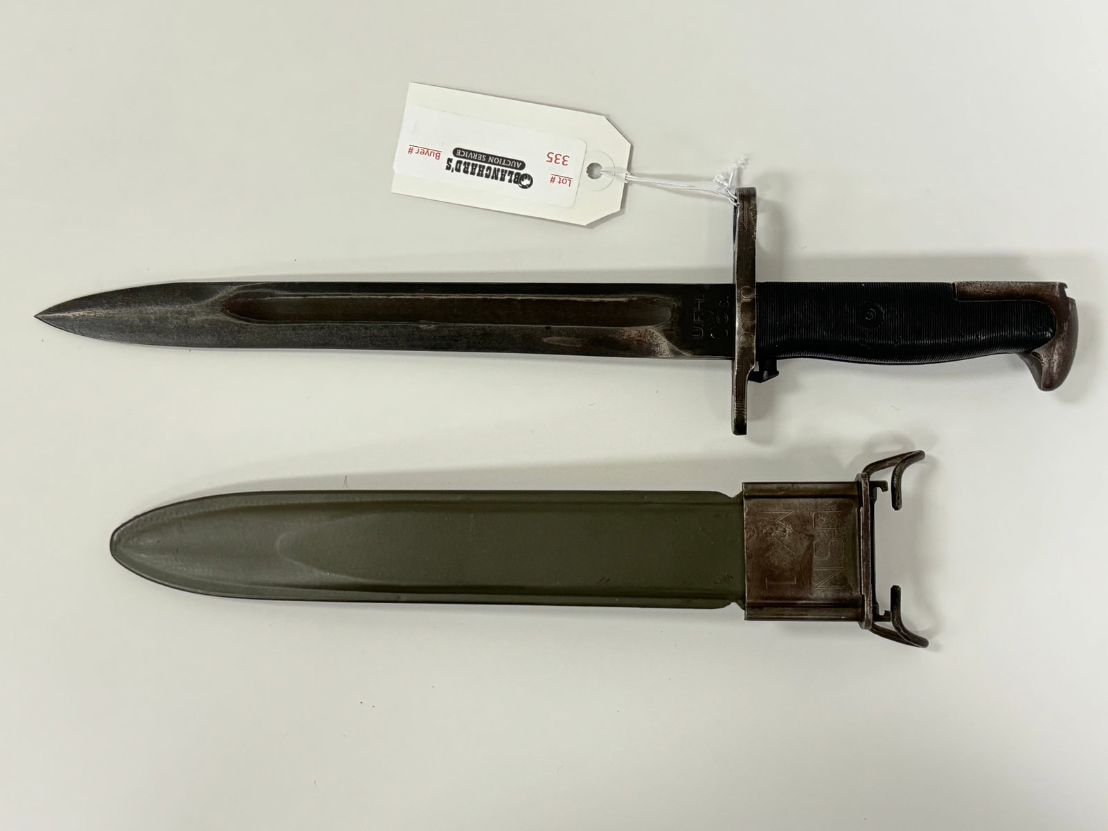 U.S. M-1 Garand WWII U.F.H Rifle Bayonet: 15" long.