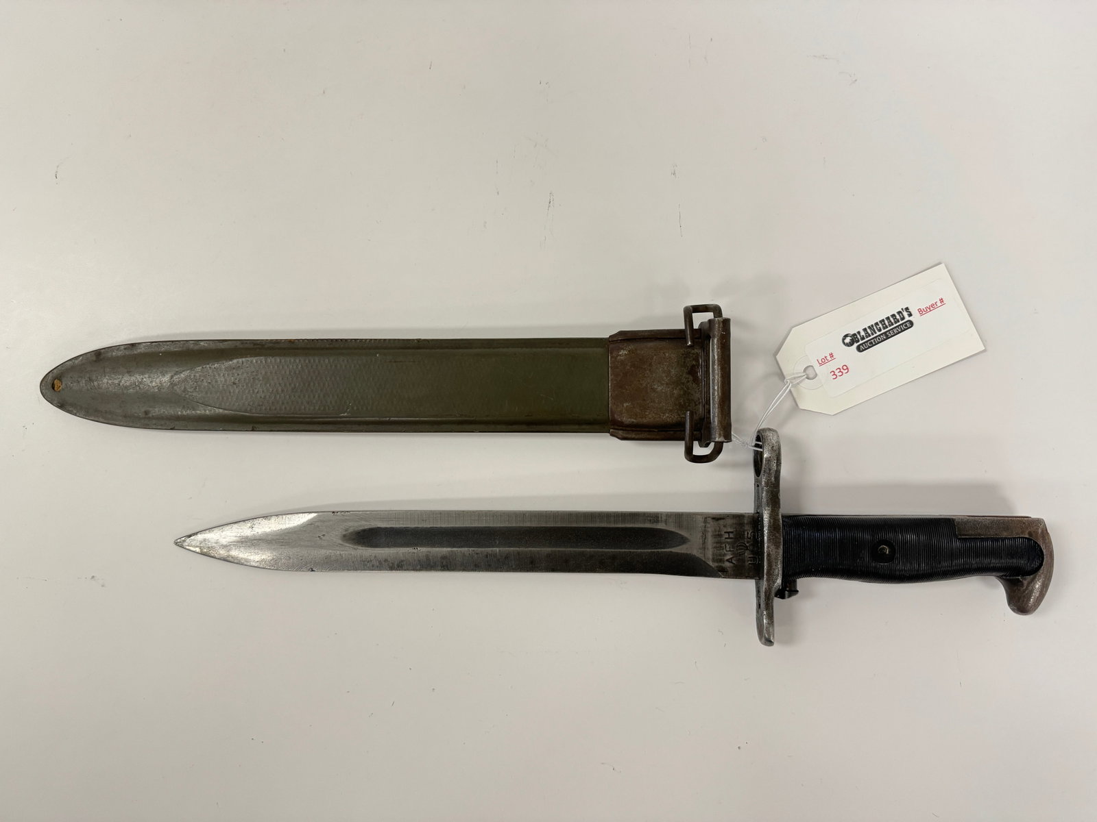 U.S. WWII Rifle Bayonet Stamped AFH: 16" long