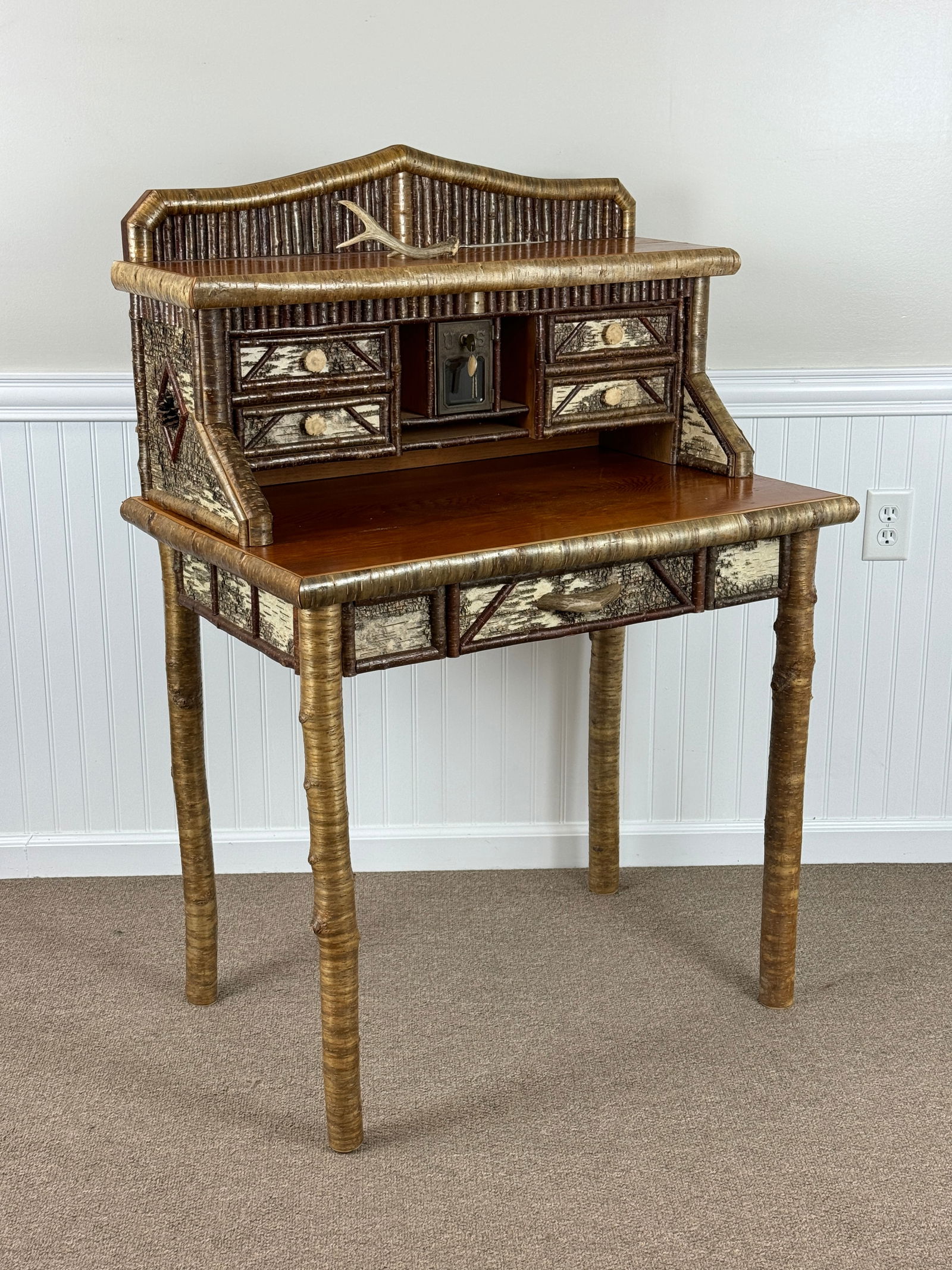 Adirondack Birch Writing Desk with Fitted Interior (1 of 5)