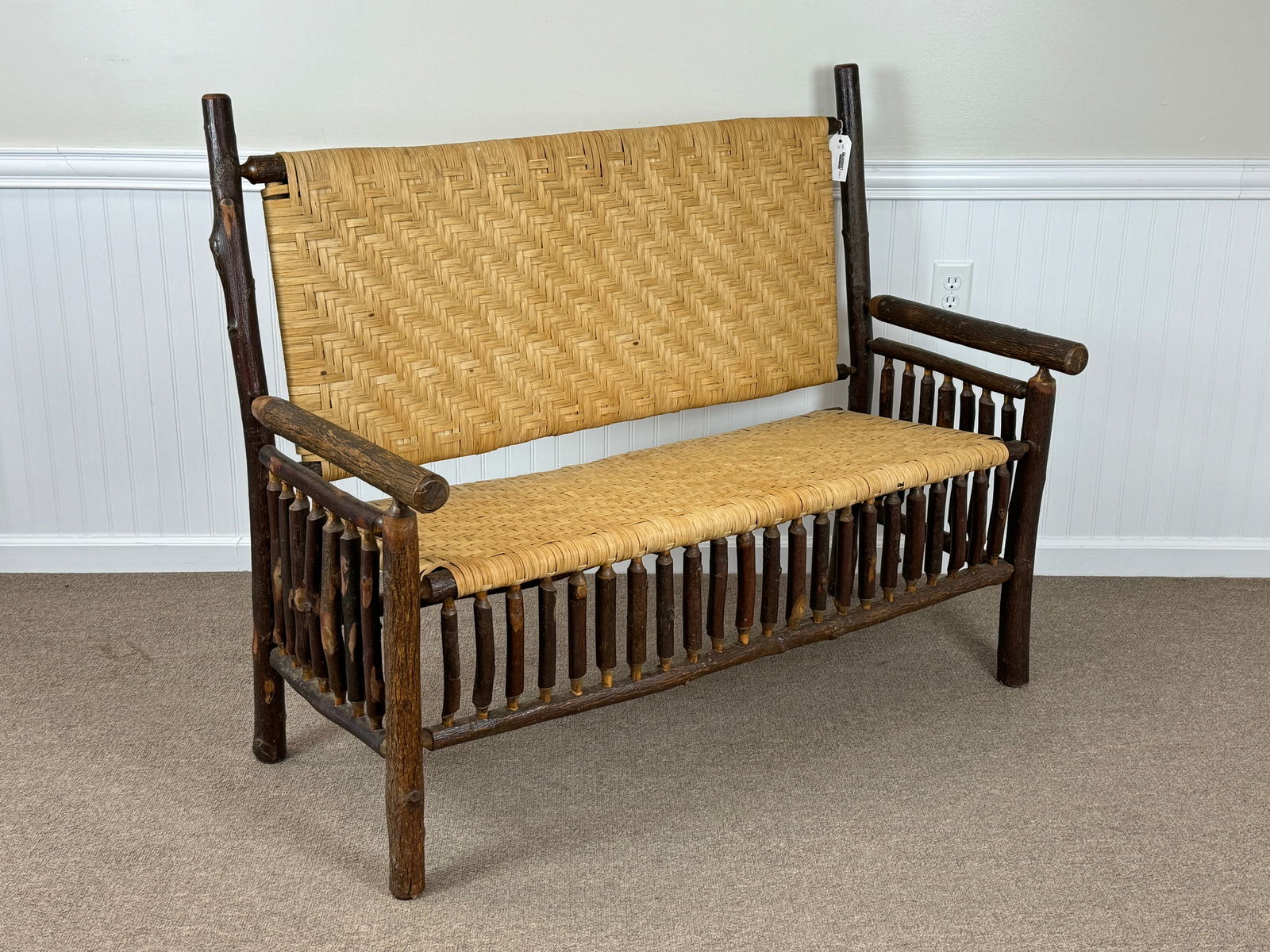 Old Hickory Style Spindled Settee (1 of 4)