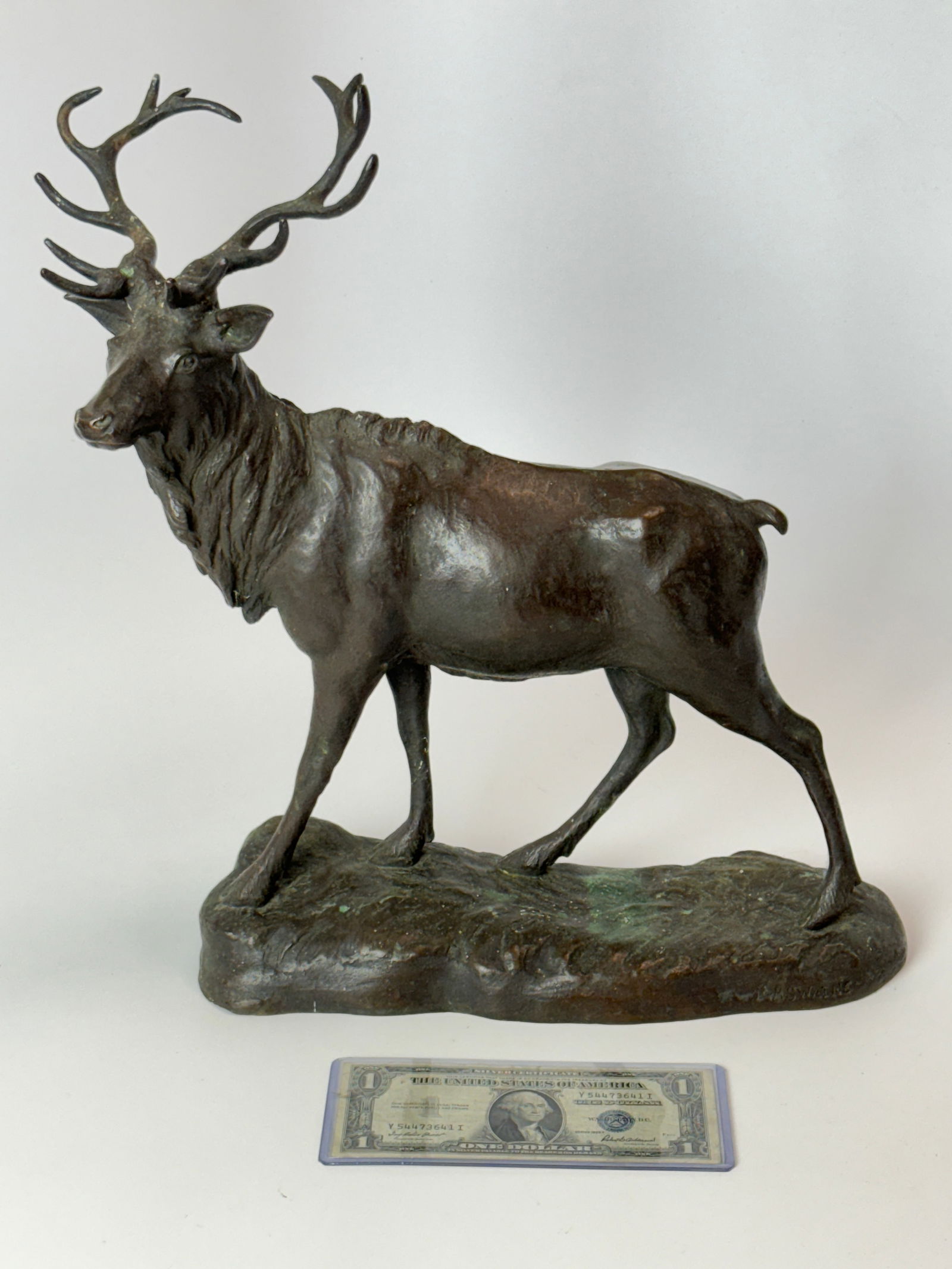 M.H. Swaine Elk Bronze: Ca. 1900. Signed Gorham Co. Aged Patina 16" Tall
