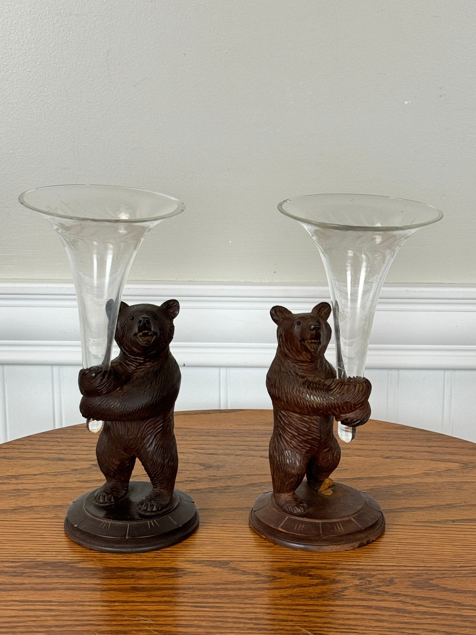 Pair of Black Forest Standing Bear Vases (1 of 8)