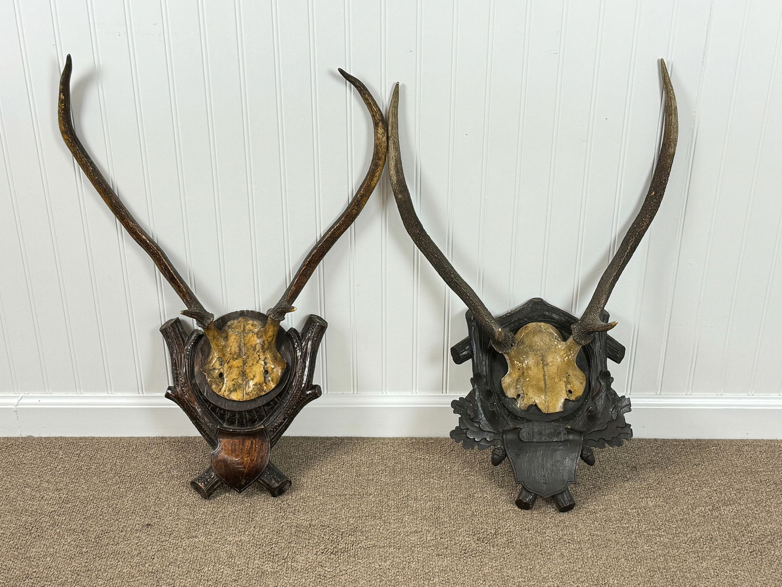 Pair of Black Forest Antler Wall Plaques (1 of 3)