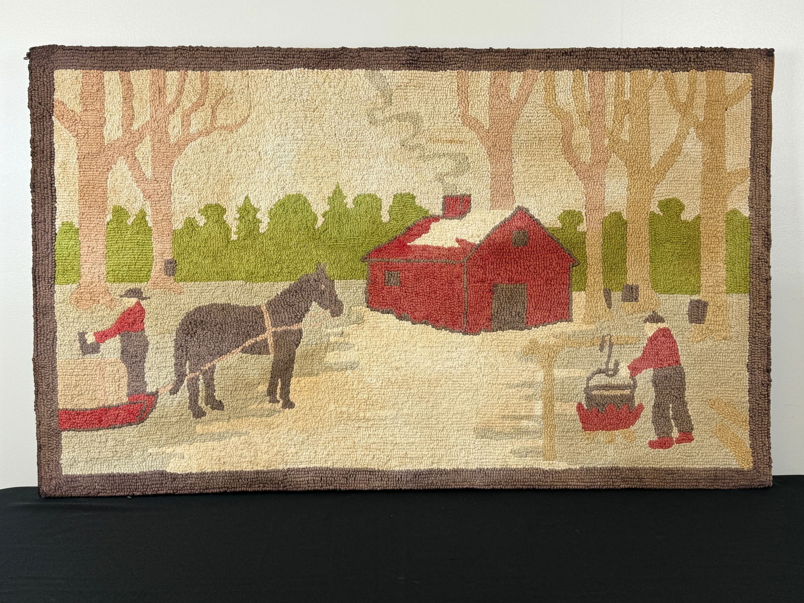 Maple Sugaring Scene Hooked Rug (1 of 3)