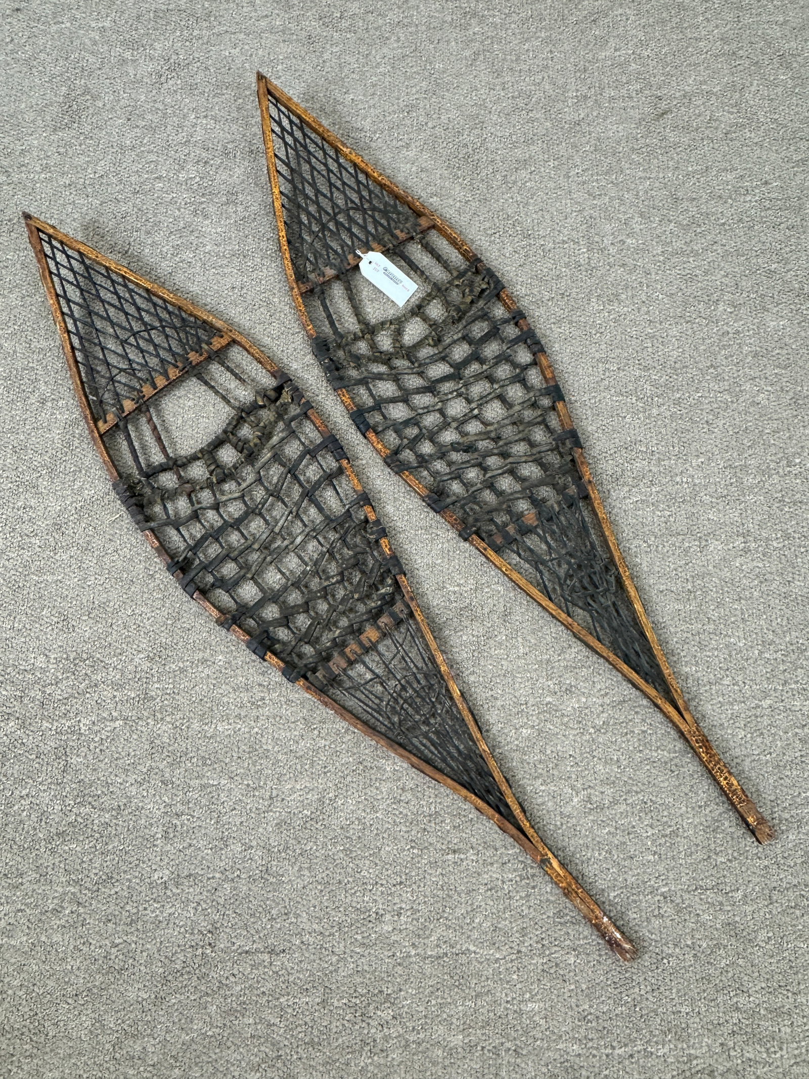 Primitive Pointed Snowshoes: Unique form. 47" long
