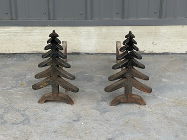 Cast Iron Evergreen Andirons