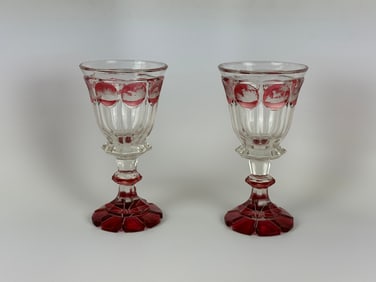 Pair of Bohemian Itaglio Cut Vases