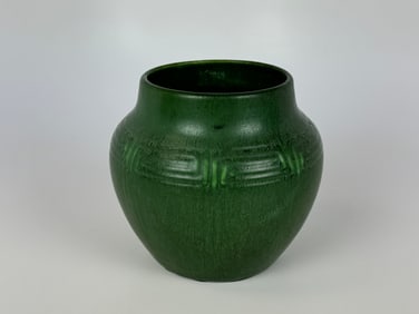 Hampshire Pottery Vase with Green Key Design