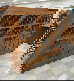 Stickley Quarter Sawn Oak 3 Door Bookcase