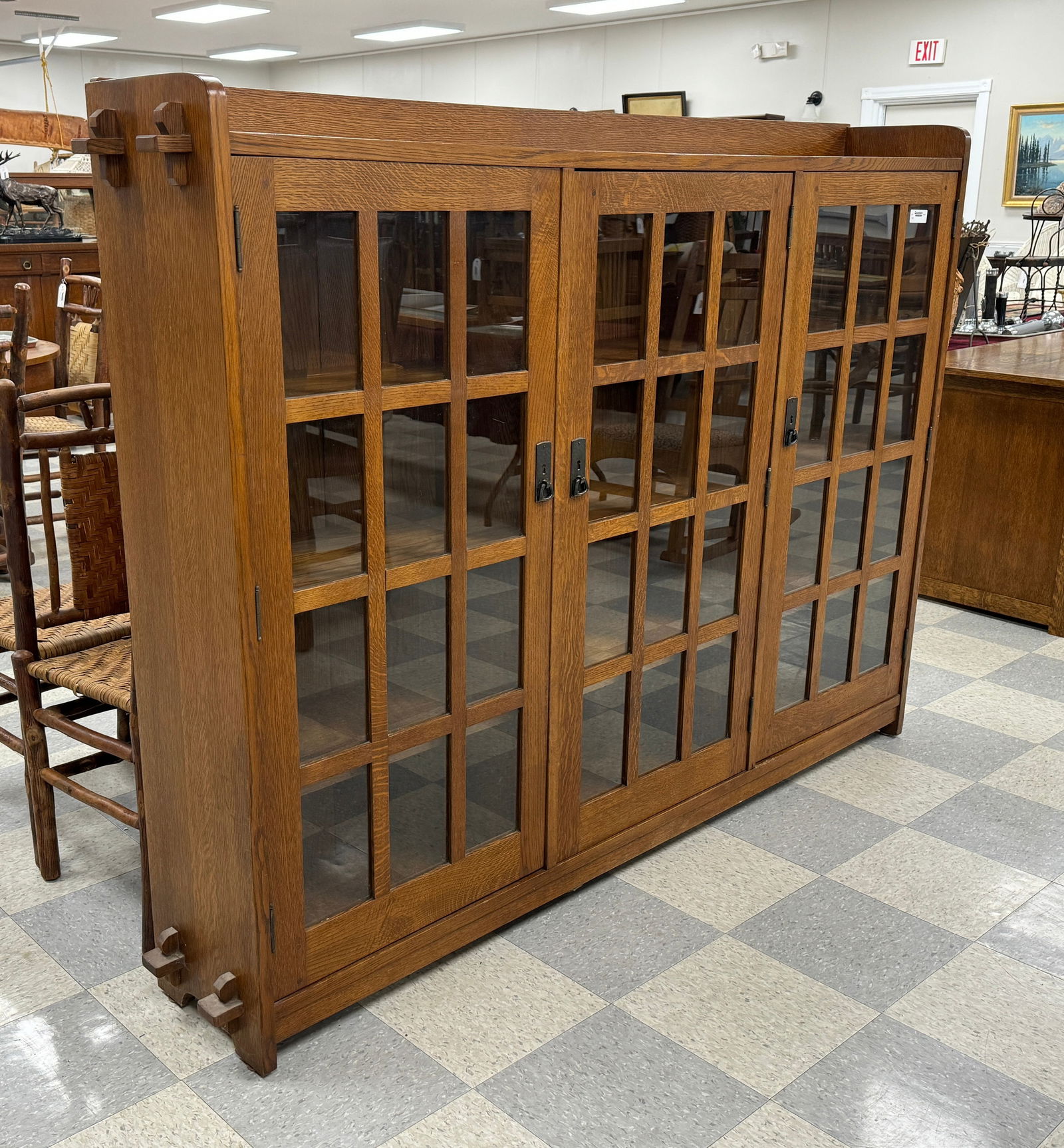 Stickley Quarter Sawn Oak 3 Door Bookcase (1 of 8)