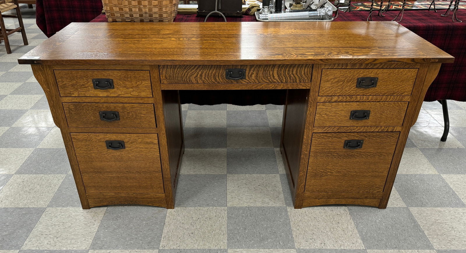Mission Oak Arts & Crafts Style Desk (1 of 6)