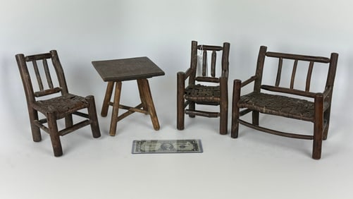 Old Hickory 4 Piece Miniature Furniture Set