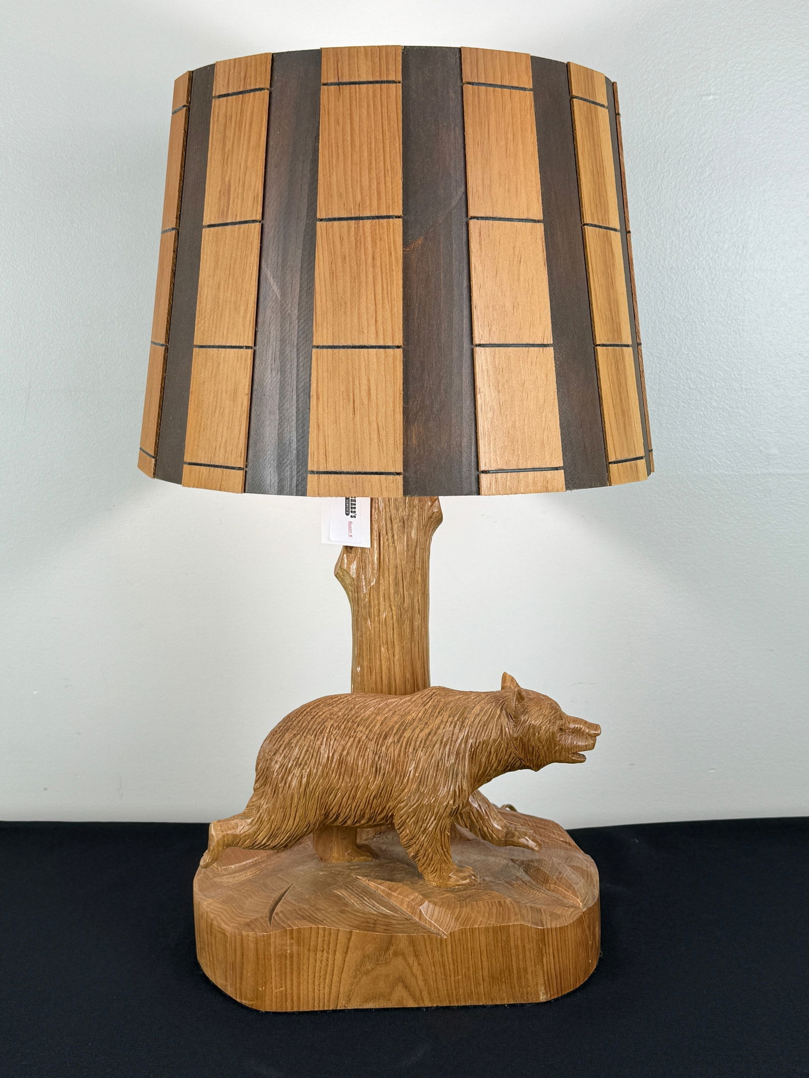 Clement Dube Wooden Carved Bear Table Lamp (1 of 3)