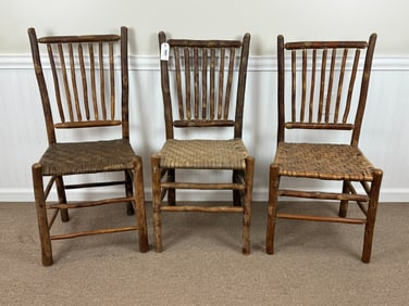 3 Old Hickory Spindle Back Dining Chairs