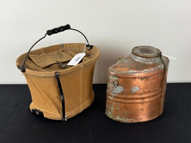 Canvas and Copper Fishing Bait Buckets