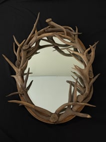 Large Oval Antler Mirror