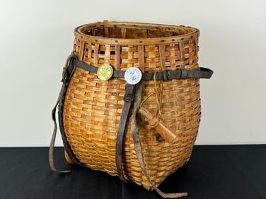 Adirondack Pack Basket with Leather Straps