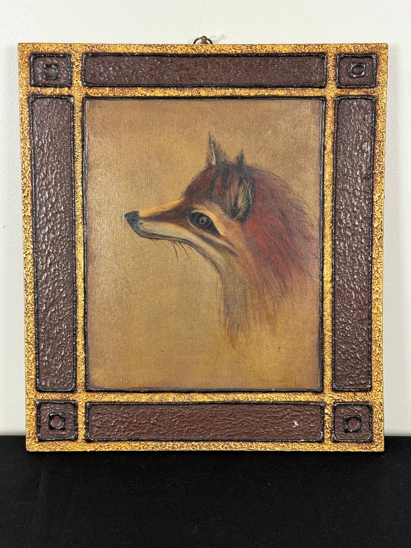 Red Fox Painted on Panel: Ca. 1900. unsigned 12 1/2" x 14"