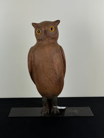 Folk Art Wooden Carved Owl