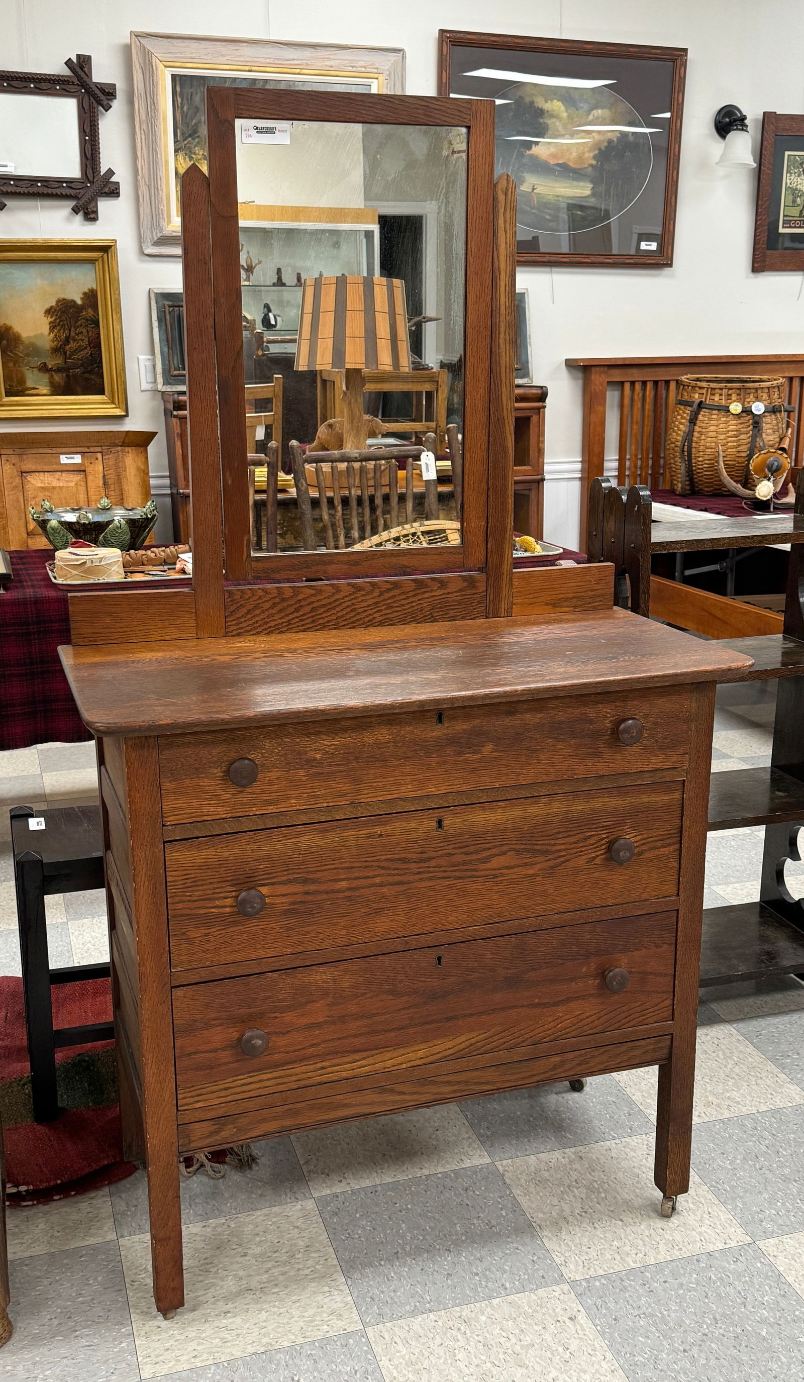 Oak Antique 3 Drawer Dresser (1 of 3)