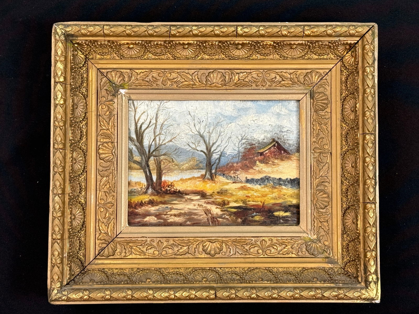 Adirondack Oil on Canvas Painting with Cabin (1 of 4)