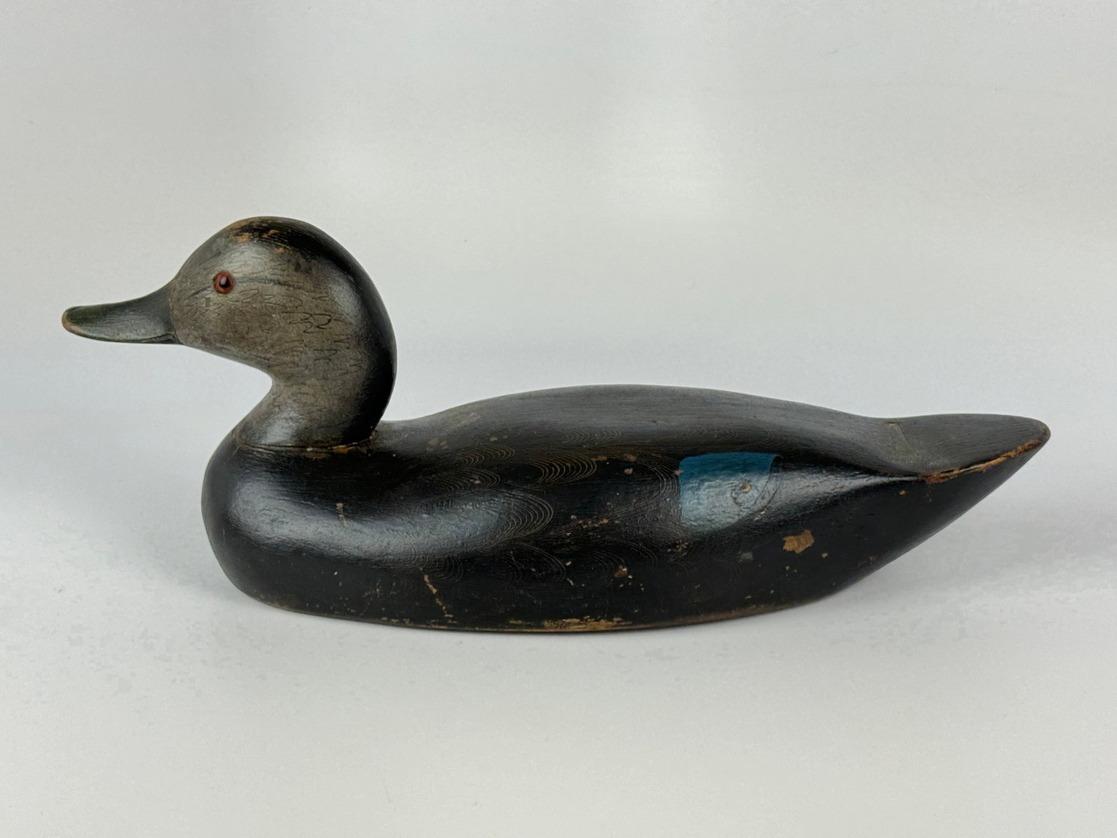 Alton Gove Black Duck Decoy: Alex Bay, NY. Circa 1940. Original comb painting.