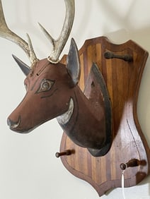 Folk Art Wooden Carved Whitetail Deer