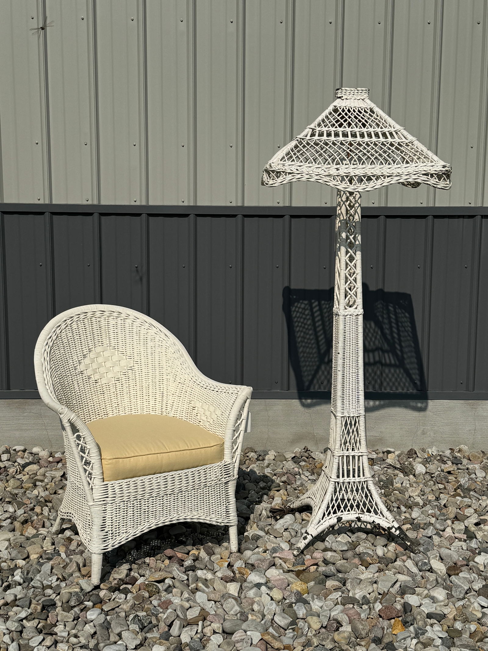 Wicker Arm Chair and Floor Lamp (1 of 6)