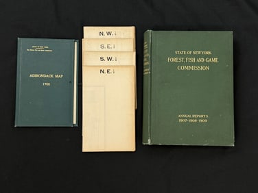 1908 Adirondack Map & NYS Forest Fish Game Book