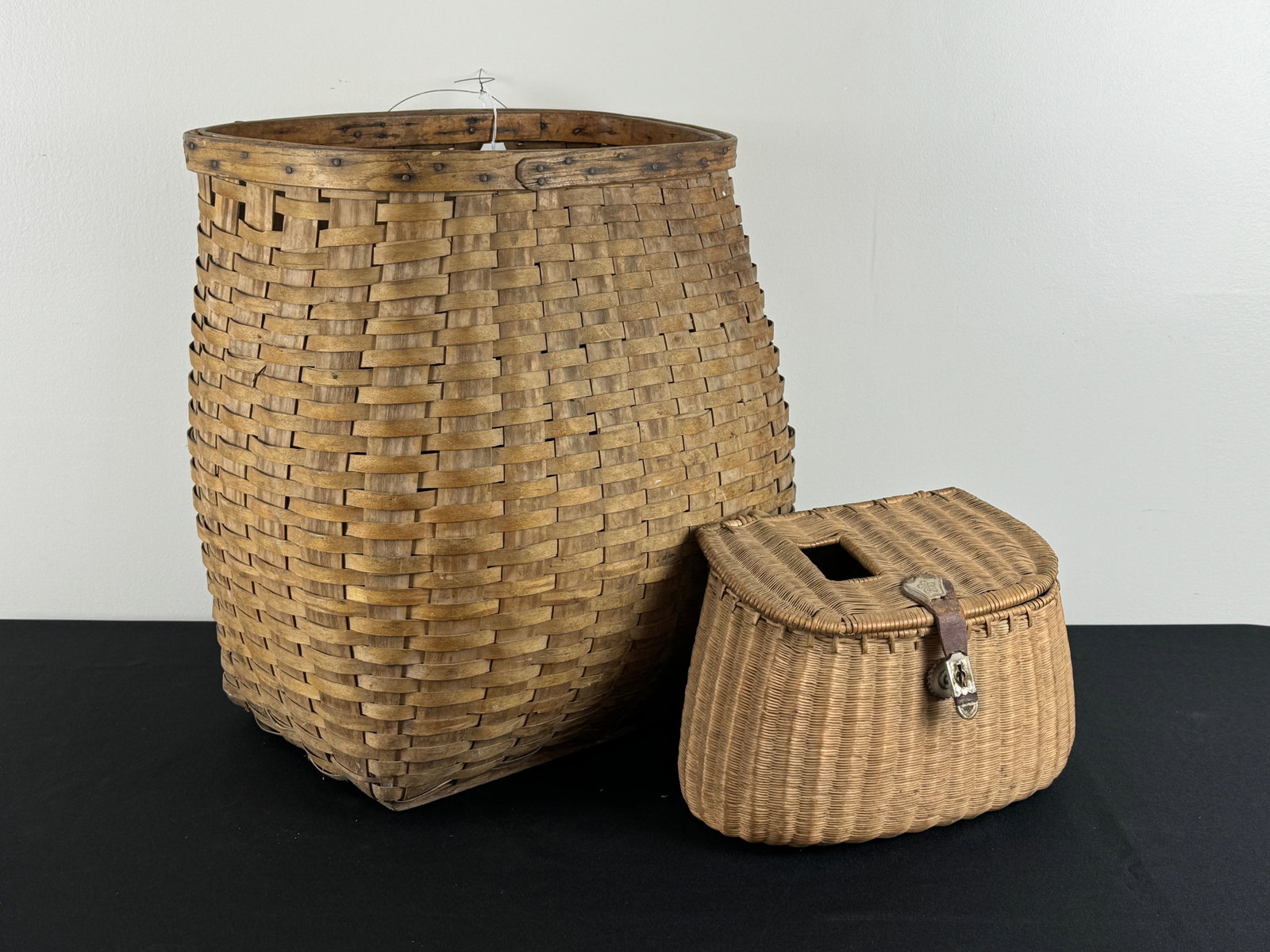 Pack Basket and Fishing Creel: pack basket is 18" tall.