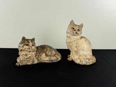 2 Cast Iron Cat Door Stops