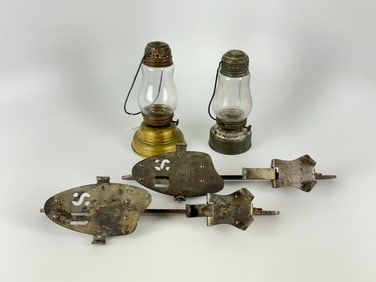 2 Vintage Skater's Lanterns and Ice Skates