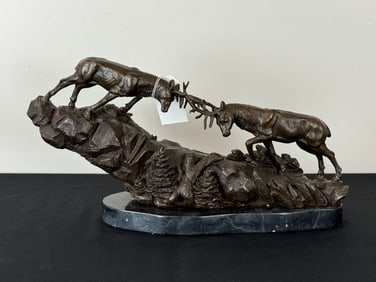 Bronze Sculpture of Fighting Elk