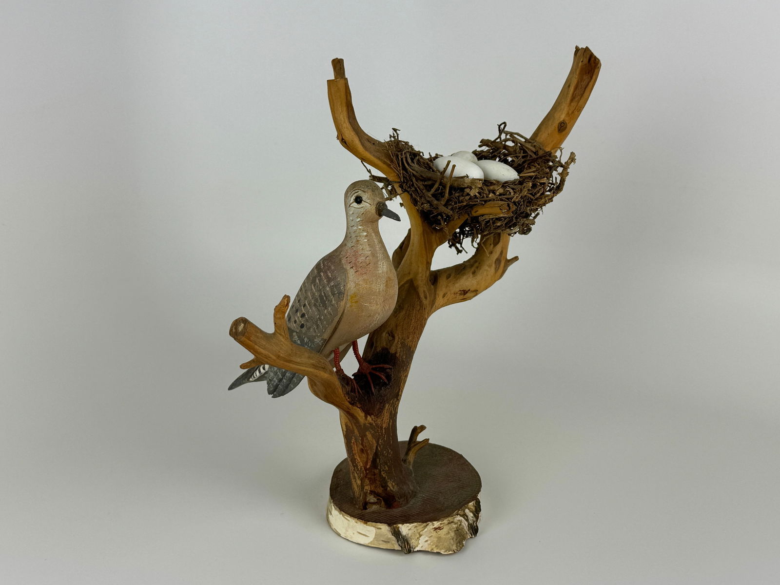 Mourning Dove Bird Carving w/ Nest & Eggs (1 of 4)