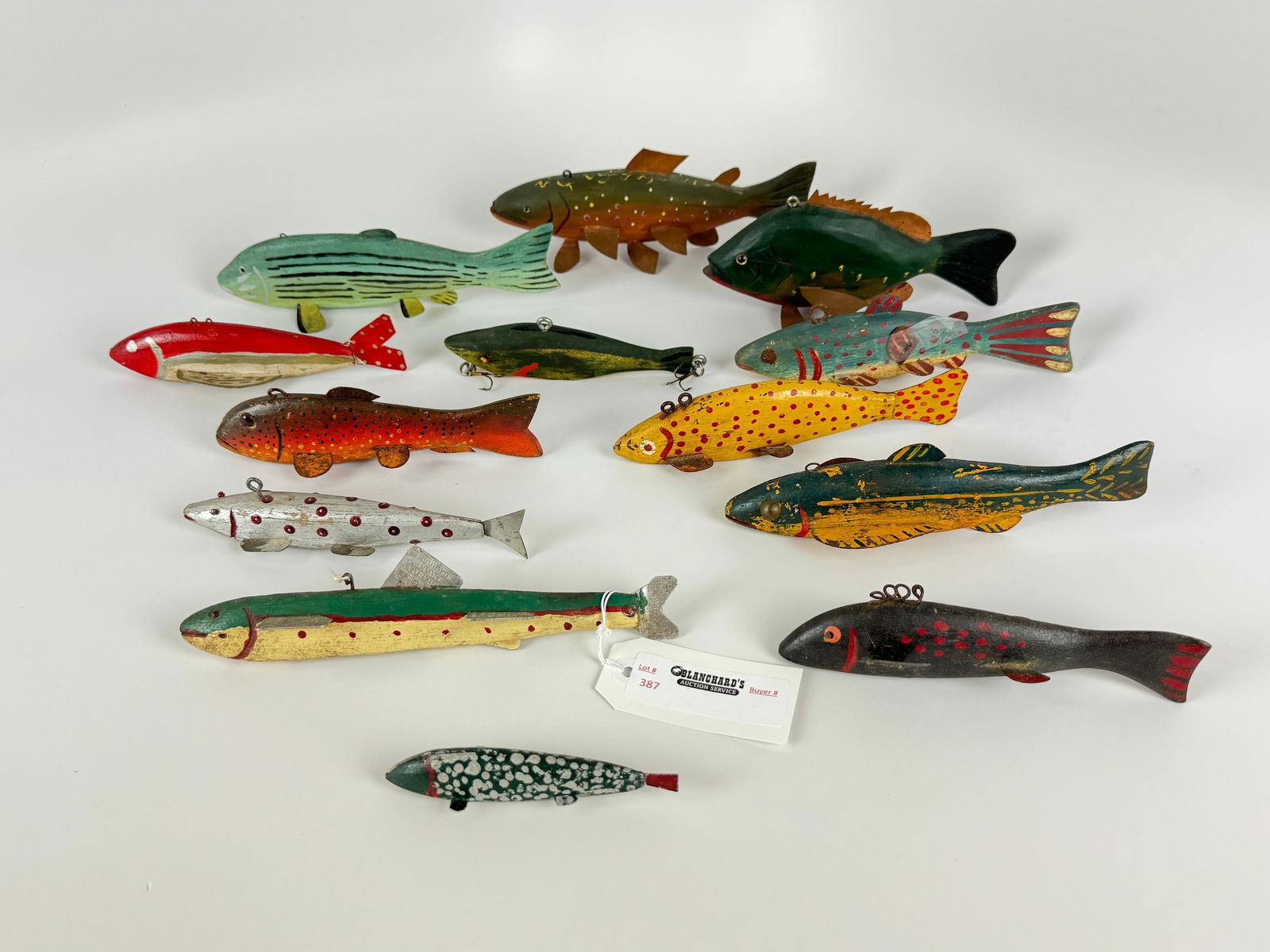 Collection of 13 Ice Fishing Decoys (1 of 3)