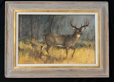 Whitetail Deer Oil Painting on Masonite