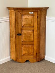 Curly Maple Hanging Country Corner Cupboard