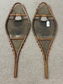 Pair of Vintage Snowshoes with Red Tassels