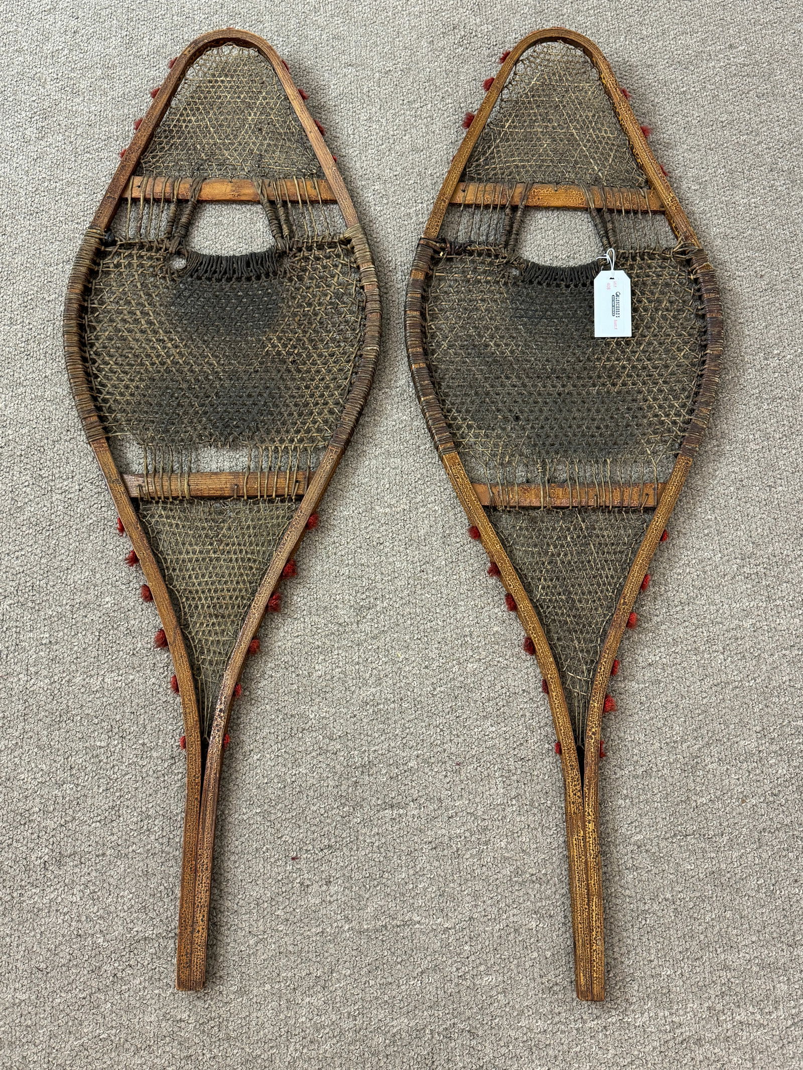 Pair of Vintage Snowshoes with Red Tassels (1 of 2)