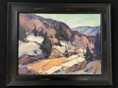C.W. Illig Winter Scene Oil on Board Painting