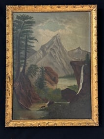 Oil Painting - Mountain Scene with Deer
