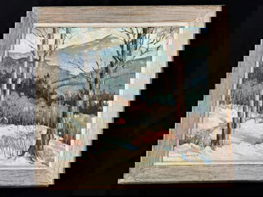 Averil C. Conwell Adirondack Winter Scene Oil